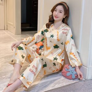 Yellow Floral Print Full Pajama Set