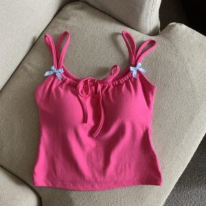 Ribbed Knit Bow Detail Sleep Tank