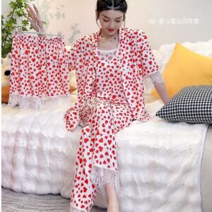 Heart Print Cotton Pajama Set