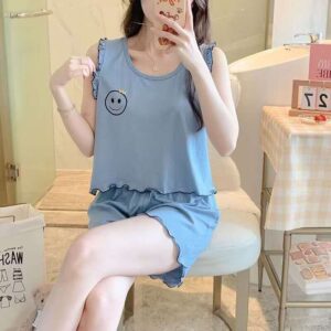 Blue Graphic Tank and Short Set