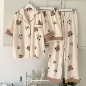 Bear Pattern Short Sleeve Lounge Set